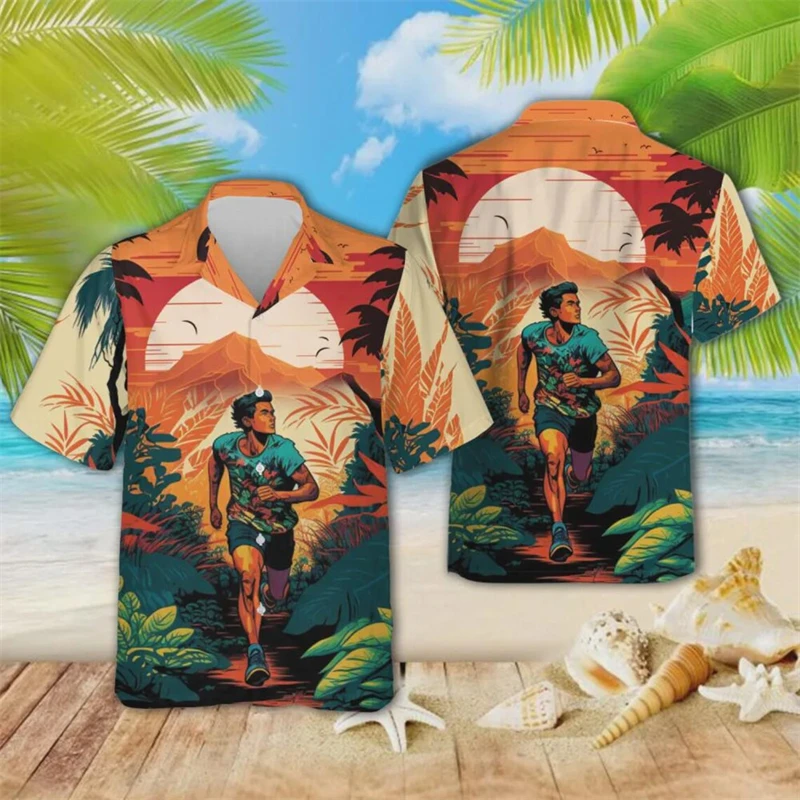 

Cycling Running 3d Print Beach Shirts Short Sleeve Hawaiian Shirts Men's Blouses Graphic Shirt Cuba Camisa Button Men's Clothing