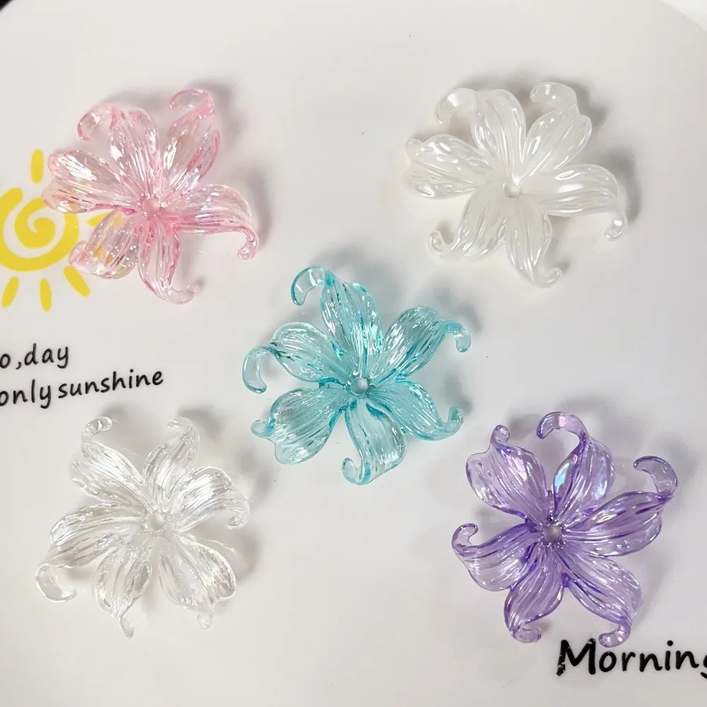 10pcs Shoes Charms Removable Transparent Acrylic Flower Shoes Accessories for Girls Summer Shoes DIY Gift