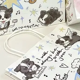 

Cute Dog Design Paper Gift Bag Handmade Shopping Tote Storage Packaging Bags For Gifts Party Favor Decorative Pouch Carry