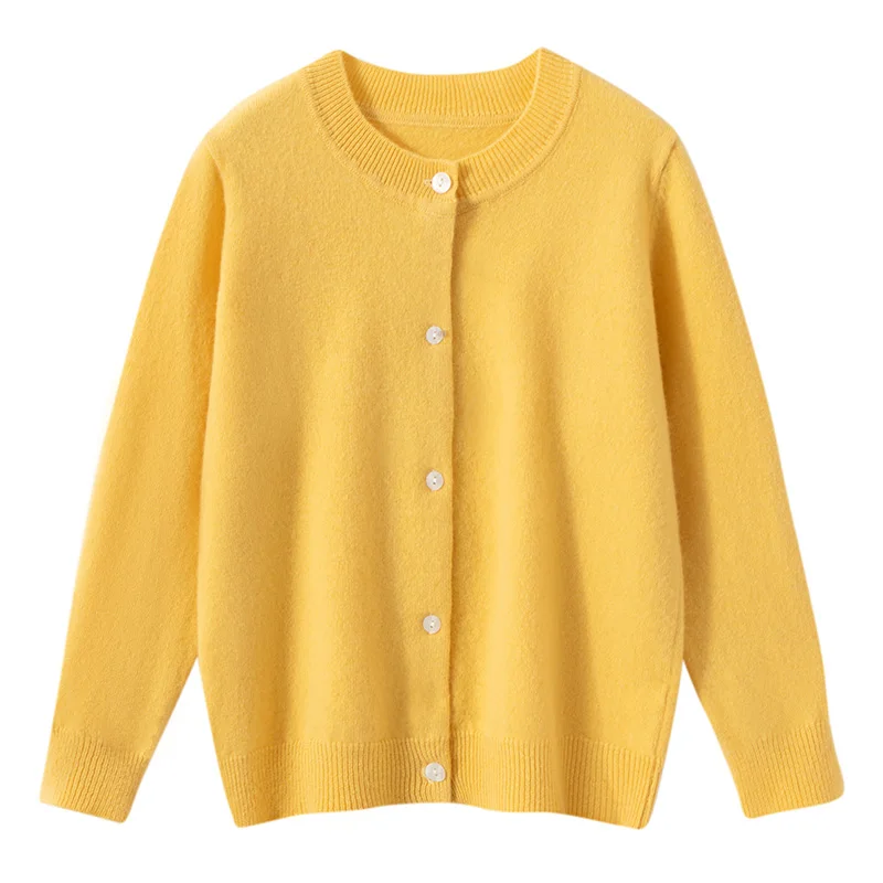 Classic Children's Wool Sweater Boy Girl O-neck Cardigan Autumn Winter 100% Merino Wool Knitwear Basic Fit Kids Long Sleeve Tops view 2