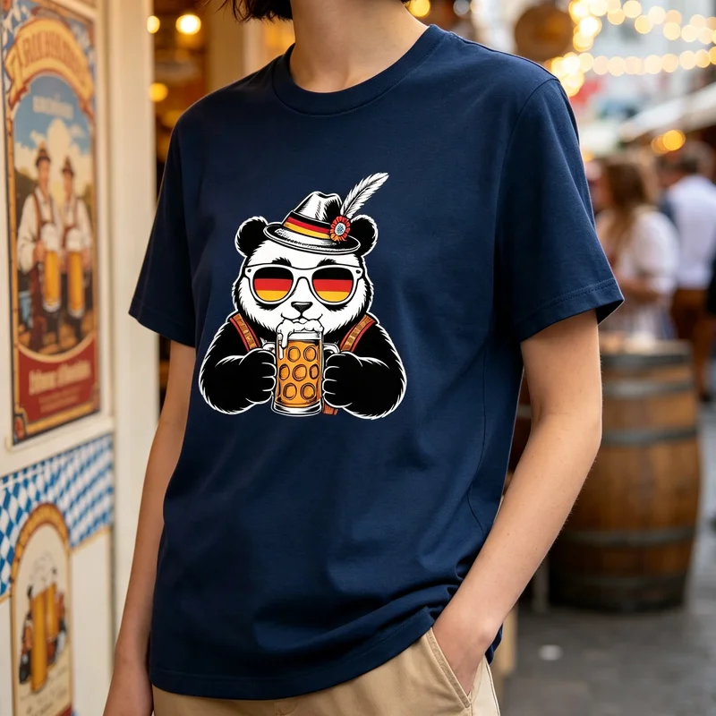 Panda Beer Festival Funny Panda Beer Mug Graphic T Shirt Oktoberfest Cotton Tee Casual Streetwear Panda Beer Lovers Men Women