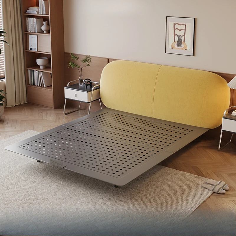 LH fabric bed antique master bedroom high-end atmospheric bedroom cotton and linen bed small apartment