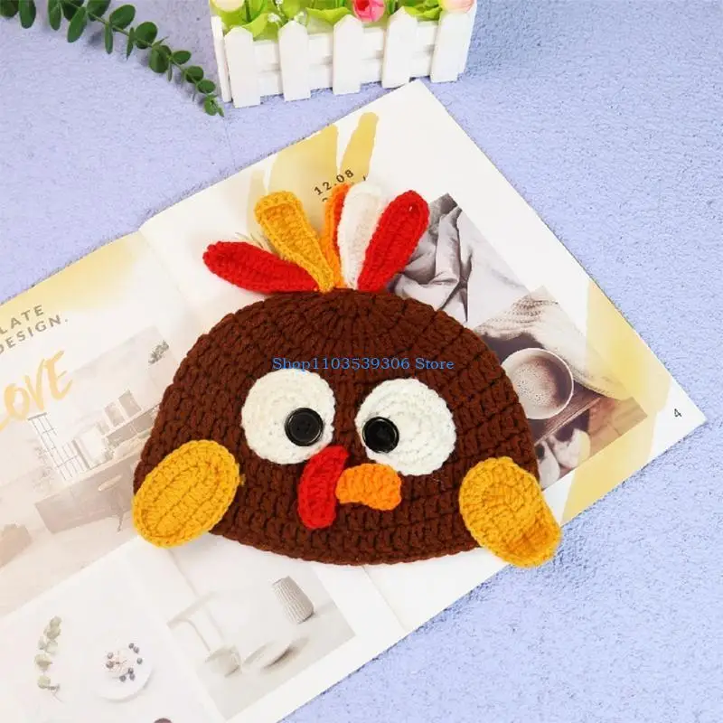 

400A Lovely Children Turkey Hat Thanksgiving Wool Knit Hat Opening Thanksgiving Party