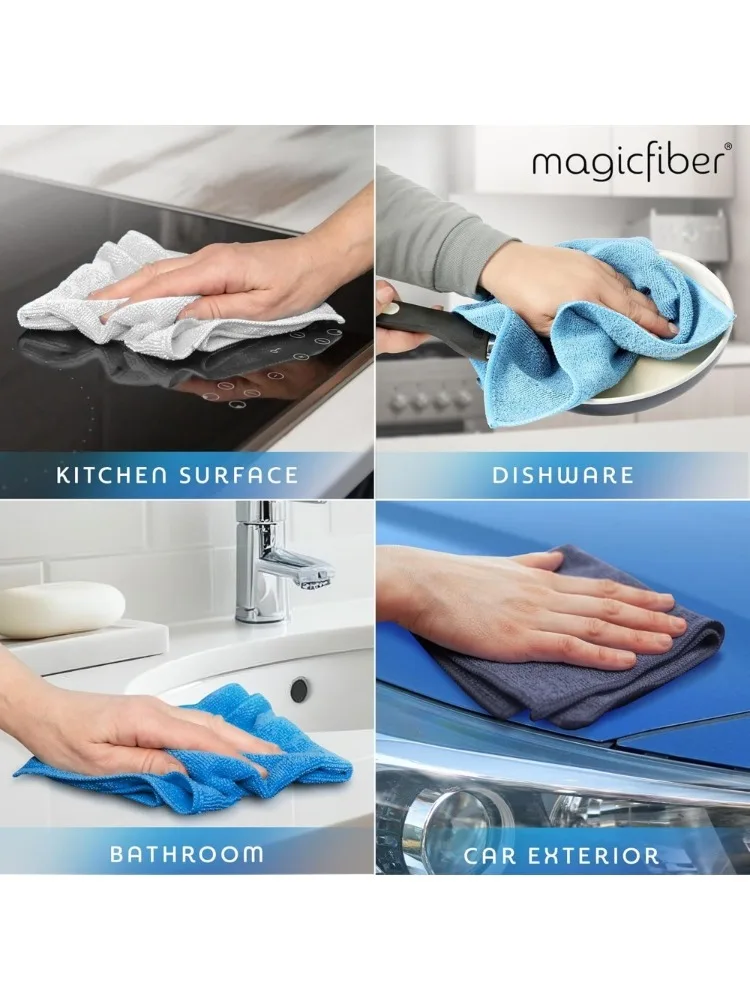 Panno per pulizia in microfibra - Confezione da 12, grande asciugamani per stracci per pulizia in microfibra altamente assorbenti da 13" x 13" per la casa