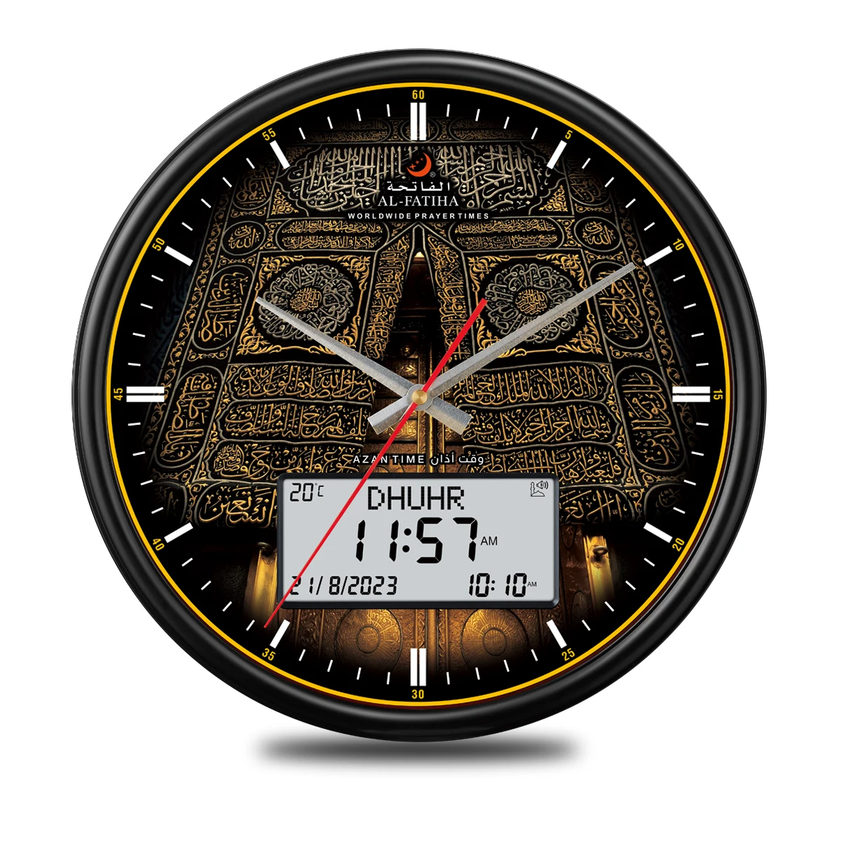 AL-FATIHA Reloj musulmán Athan analógico digital con pantalla blanca Visión clara Calendario Hijri Tiempo de oración Azan Alarma Fajr Mosquita