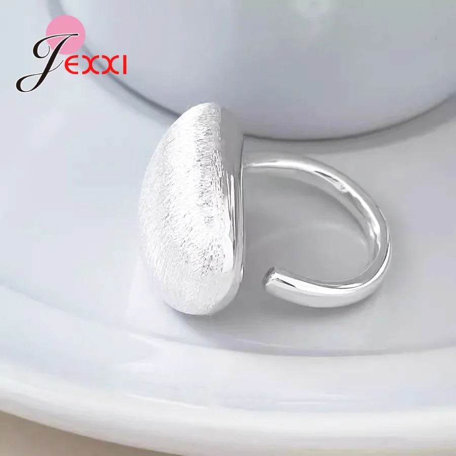 925 Sterling Silver Rough Matte Geometric Open Rings Set For Women Exaggerated Metal Waterdrop Thick Chunky Ring Trendy Jewelry