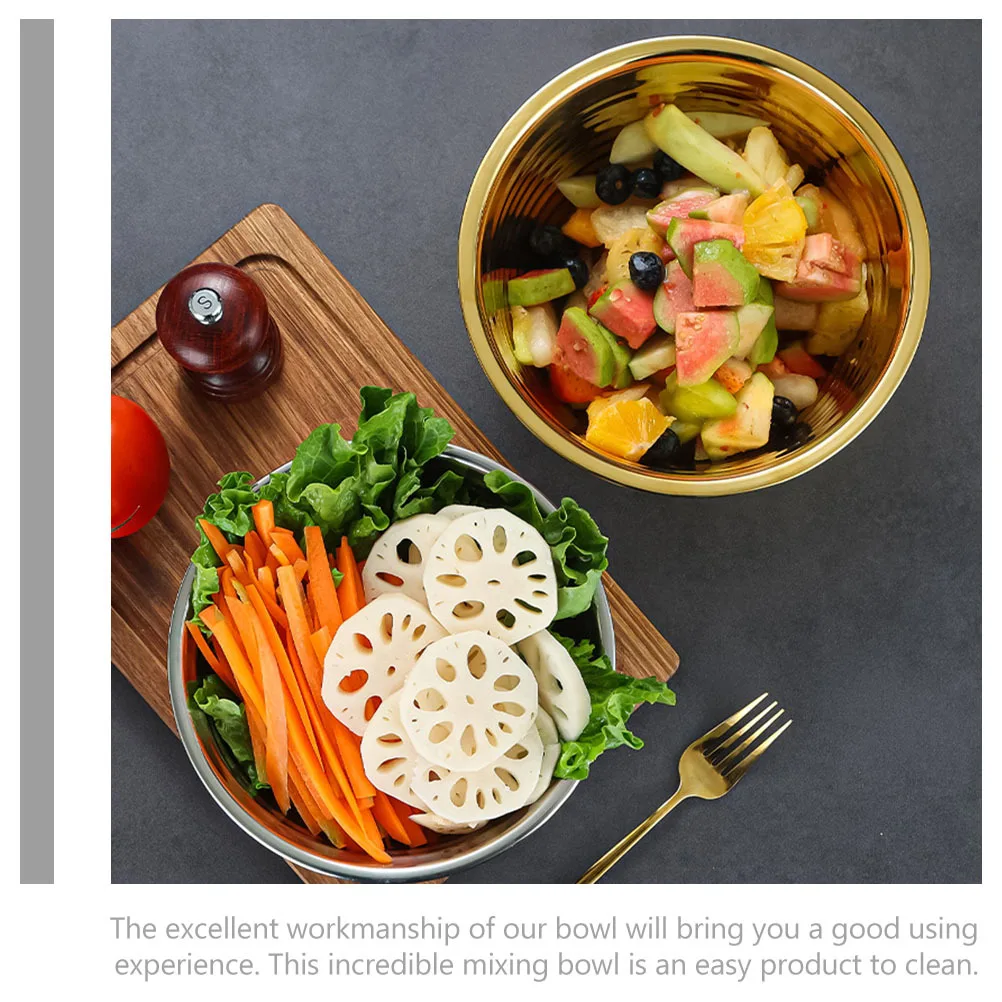 

Stainless Steel Soup Bowl Deep Round Kitchen Use Salad Mixing Fruit Storage Pot Multi-Function Whisk Bowl Korean Style