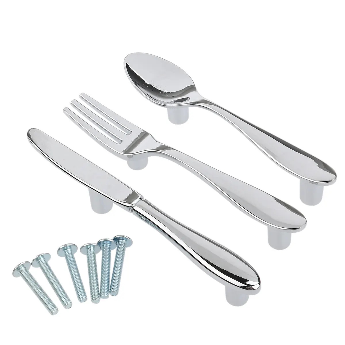 3Pcs Stylish Tableware Inspired Cabinet Knobs 3 Inch Center to Center Zinc Alloy Drawer Pull Handle for Kitchen Dresser Closet