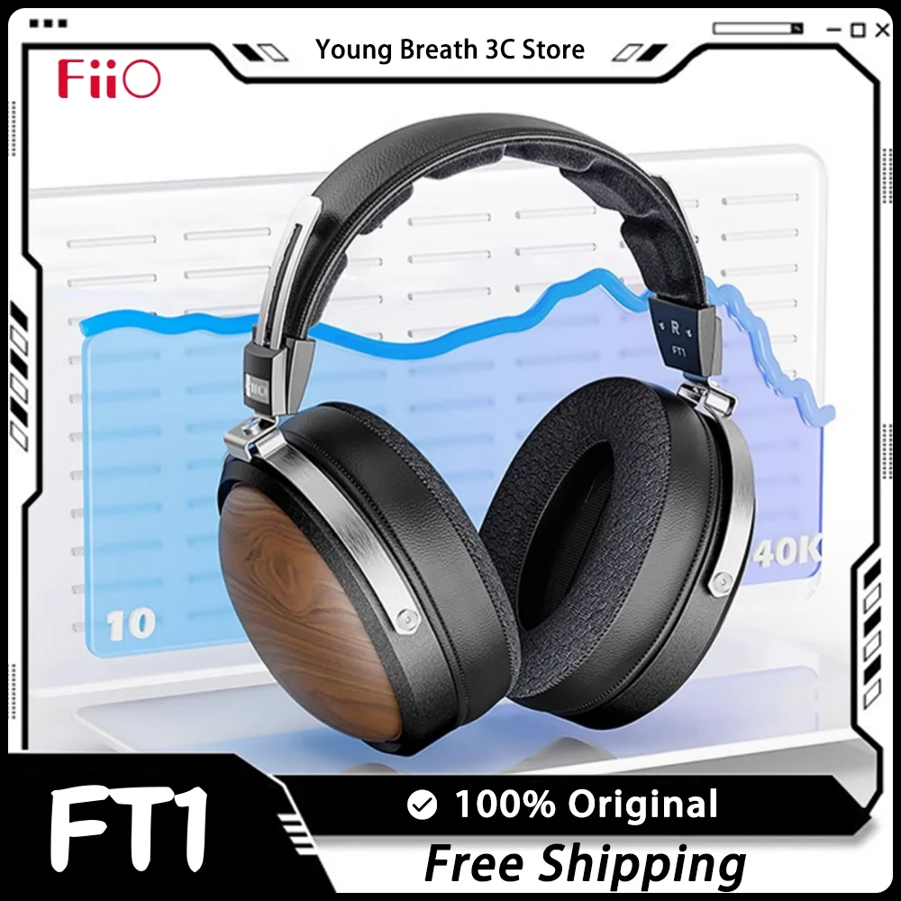 FiiO FT1 HIFI Wired Headphones Walnut Wood CCAW 60mm Dynamic Earphones Nanowood Fiber Composite Diaphragm Esport Headsets Custom