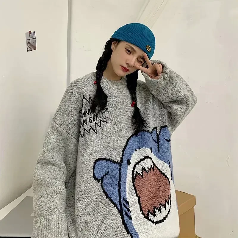 Pull requin à col roulé pour hommes, patchwork Harajuku, style coréen, gris respirant, col haut, hiver, 2023
