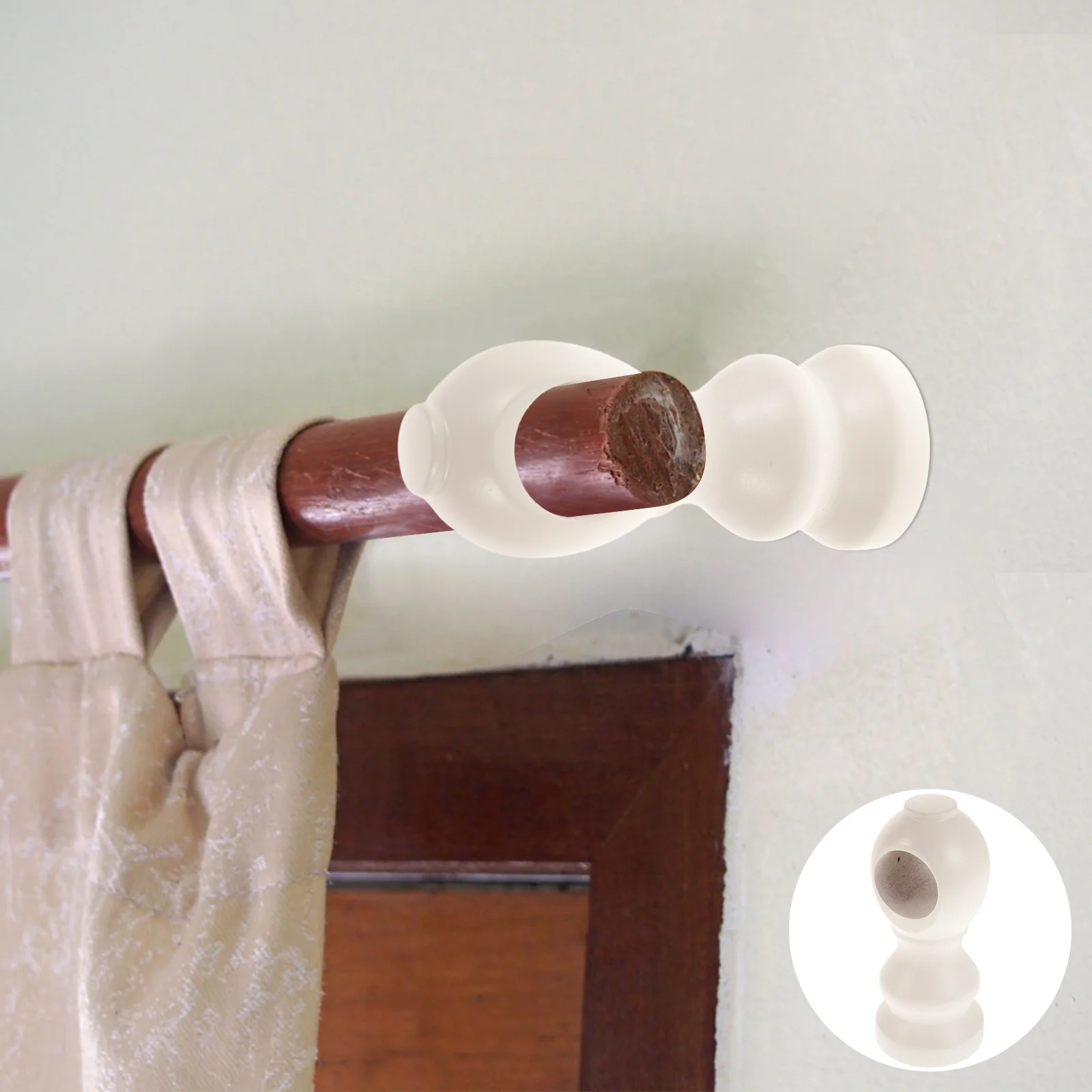 

Wooden Curtain Rod Brackets Heavy Duty Wall Mount Holders for Thick Drapes Window Curtain Support Hardware