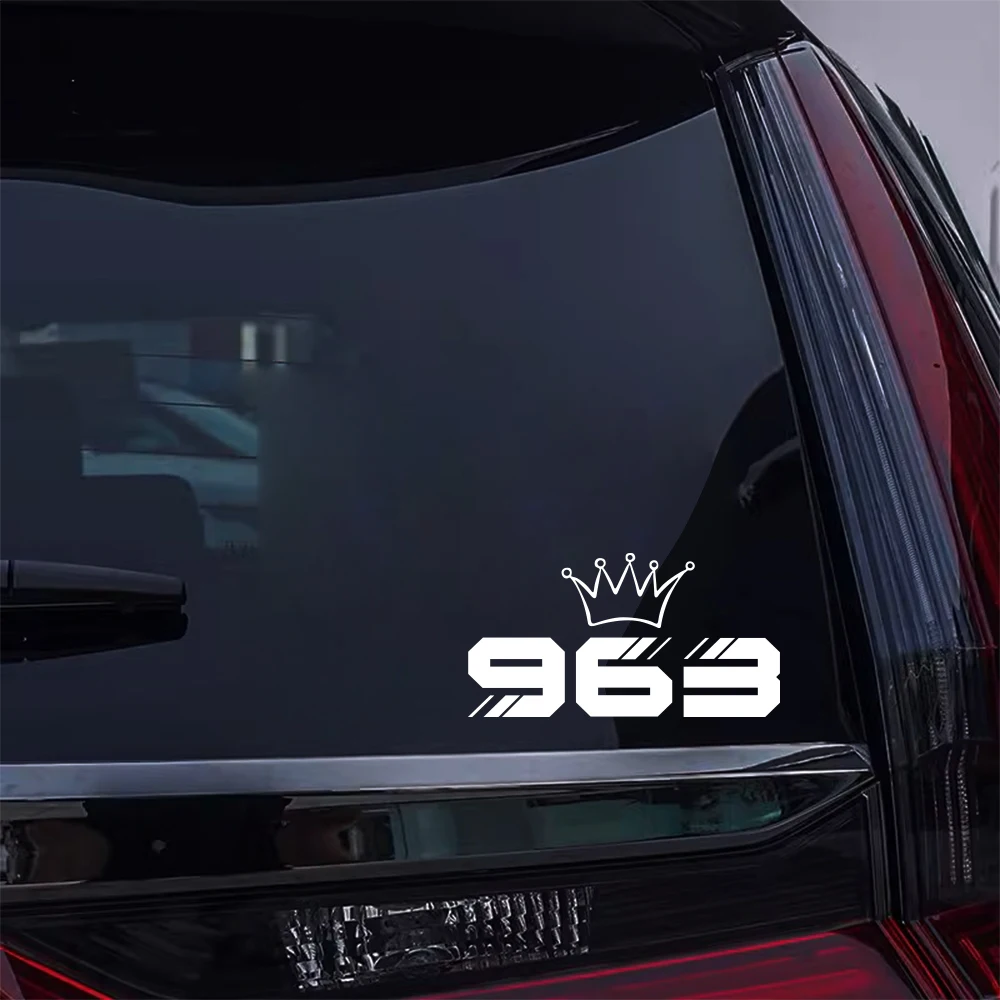 Car Sticker Creative Number 963 Crown Decorative Vinyl Sticker Funny Waterproof Car Decal Auto Body Window DIY Decor Accessories