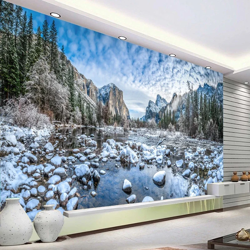 Custom 3D Wall Murals Wallpaper Landscape For Bedroom Nature Snow Scene Photo Wall Paper Home Decor Papel De Parede 3D Paisagem