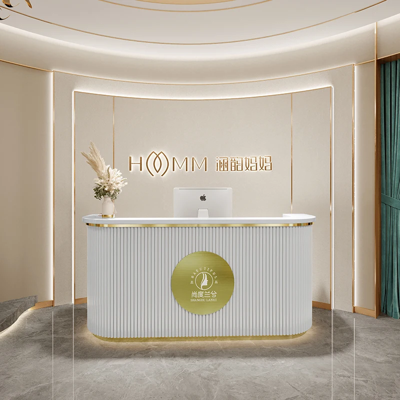 Cash Modern Reception Desk Beauty Front Office Salon Cashier Reception Desk Checkout Comptoir De Caisse Boutique Shop Furniture