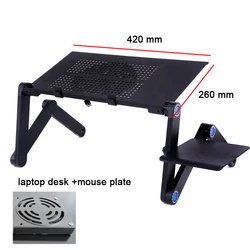 Verstelbare Laptop Bureau Stand Cooler Fan Draagbare Ergonomische Lapdesk Voor Bed Sofa Pc Notebook Tafel Bureau Met Muismat Aluminium