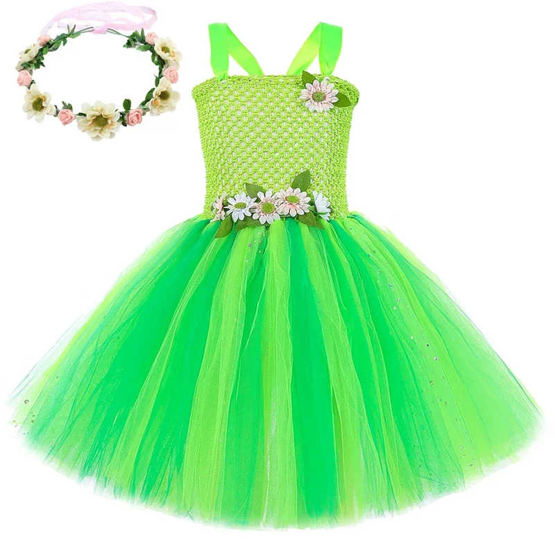 Hn8 cintilante lavanda flor trajes de fadas para meninas verde tinker bel vestidos de princesa com asas crianças aniversário ballet tut) 4dc