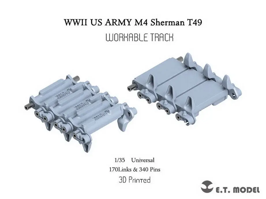 

ET Model P35-084 1/35 WWII US M4 Sherman T49 Workable Track (3D Printed)