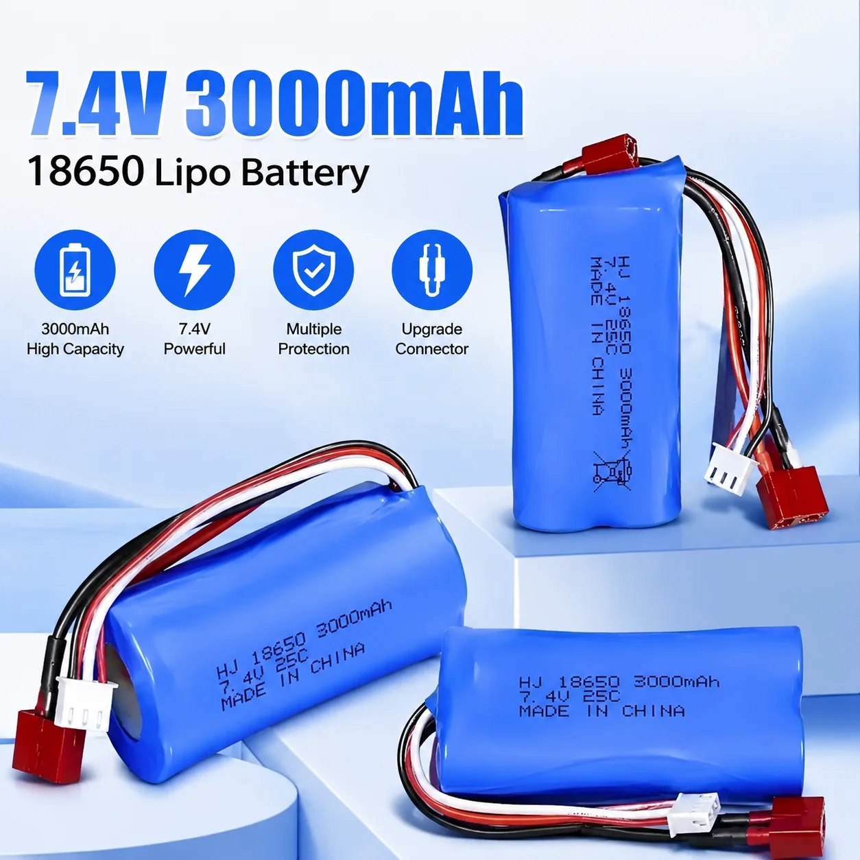 2S 7.4V 3000mah 18650 Lipo Battery For Wltoys 144001 A959-B A969-B A979-B K929-B 12428 12423 10428 Q39 RC Car Drone Spare Parts
