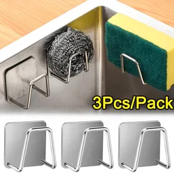 Stainless Steel Sponge Holder Rack Shelf Adhesive Kitchen Sink Organizer Bathroom Kitchen Dishcloth Holder for Towel Rag Hanger