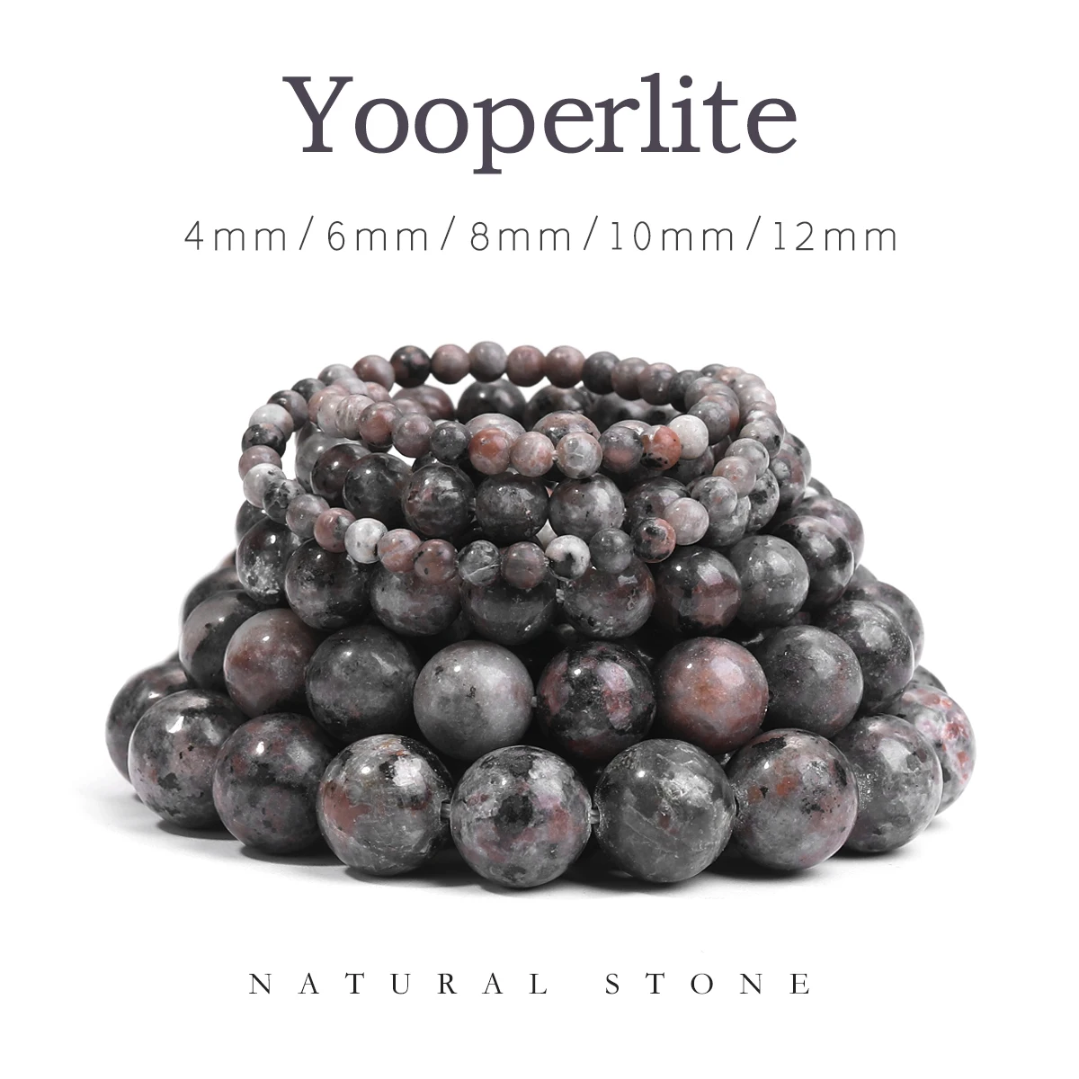 SHIJIWLS-Cuentas de Yooperlite naturales, piedra de intervalo suelto, pedernal luminoso para fabricación de joyería, pulsera DIY de 4/6/8/10/12mm, venta al por mayor