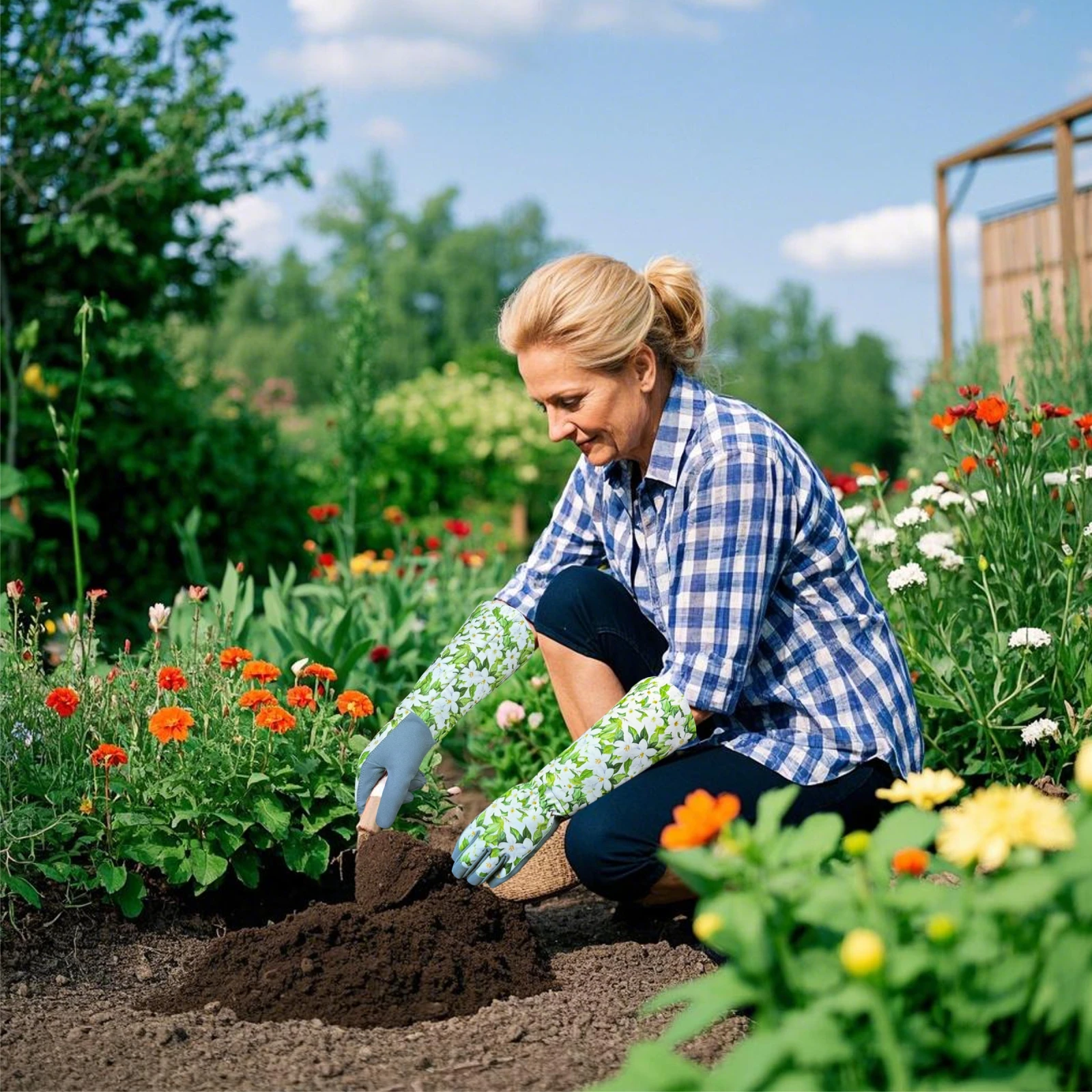 Long Sleeve Thorn Proof Garden Gloves Reinforced Finger And Sleeve for Rose Pruning Planting Weeding - Durable Gardening Gloves