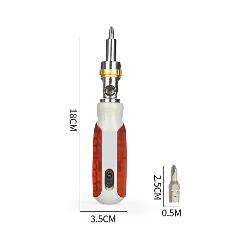 Household Repairs 14-in-1 Screwdriver Set Home Repair Tools 180*35mm 7*1.37'' 180 Rotating Capability ABS Handle Design