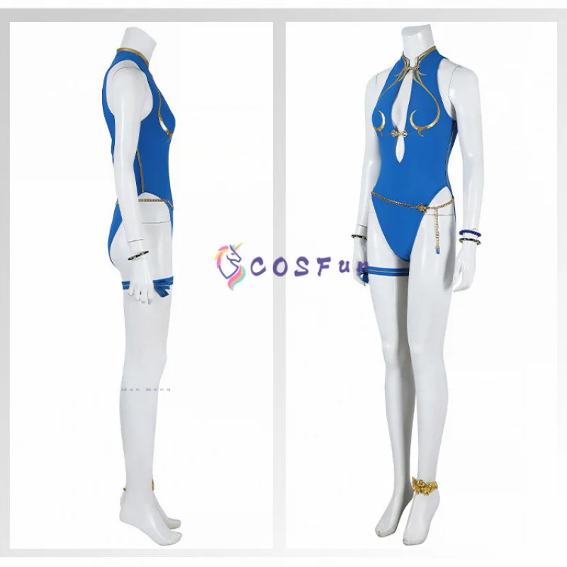 Street Fighter 6 Chun-Li Cosplay Costume Sexy Swimsuit Props Accessories Women Halloween Carnival Party COSFun view 5