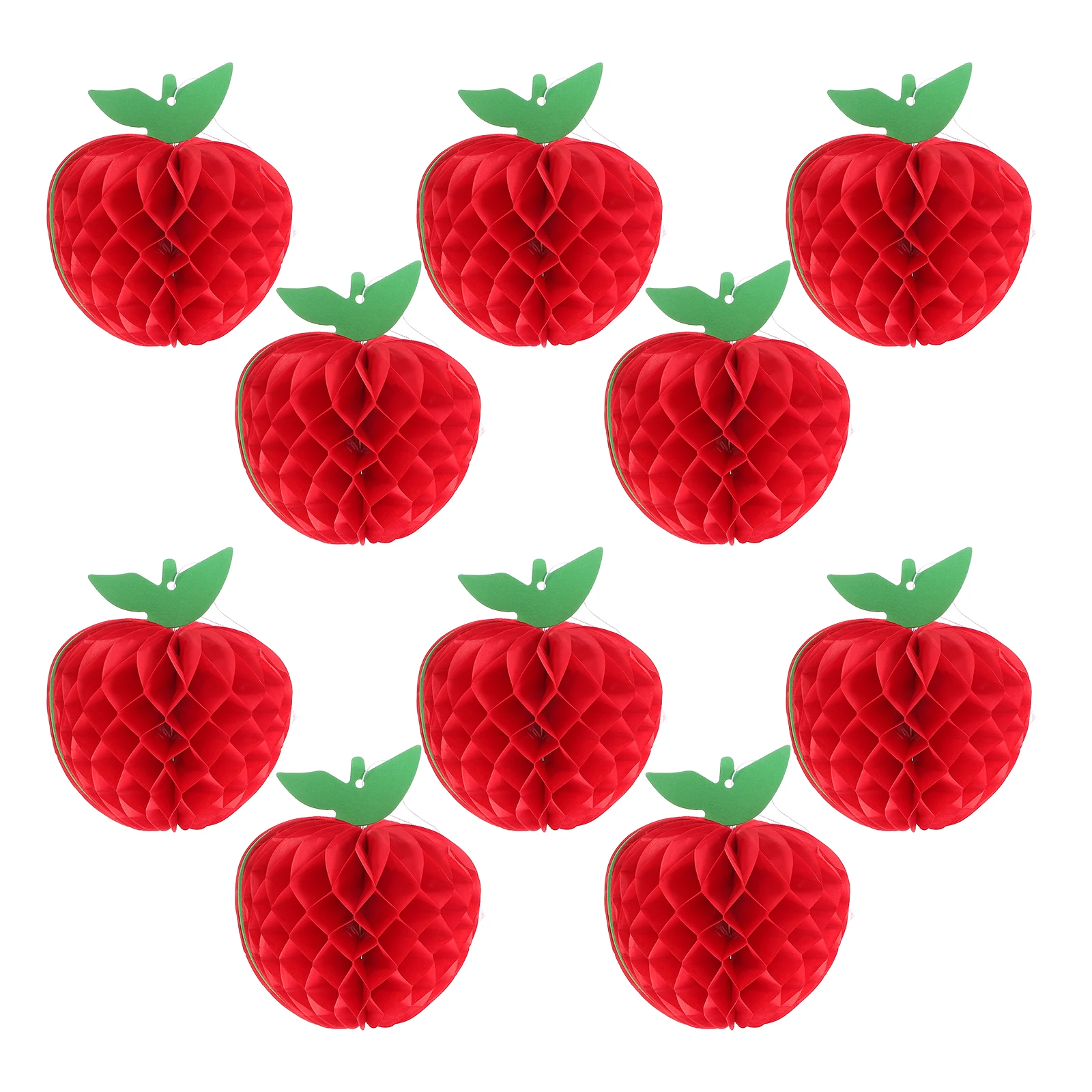 

10Pcs Red Apple Honeycomb Paper Decorations Birthday Party Supplies Hanging Decor Home Party Table Decorations