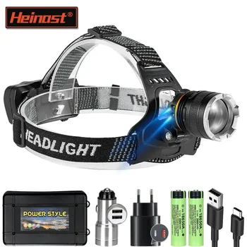 Heinast XHP90 Upgrade-Stirnlampe, Outdoor-Sensor, Angelscheinwerfer mit 18650-Akku, Taschenlampe, wiederaufladbare USB-Stirnlampen-Taschenlampe