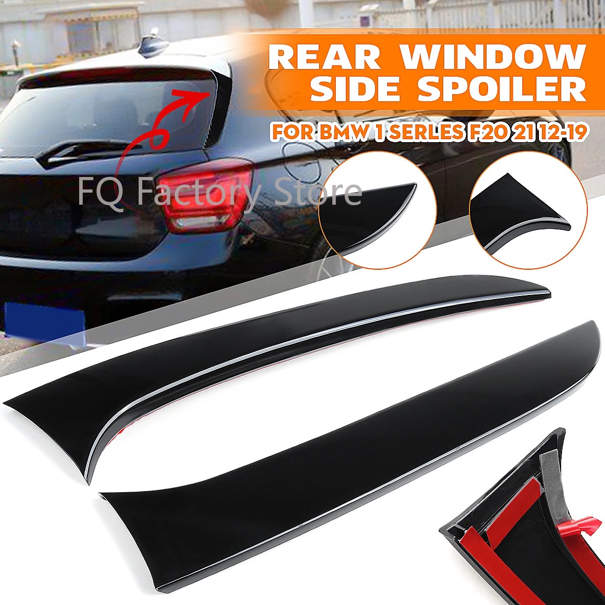 Glänzend Schwarzes Paar Vertikale Heckfenster-Spoiler Luftleitbleche für Autos ​   Für BMW 1er Serie F20 F21 2012-2019 Zubehör