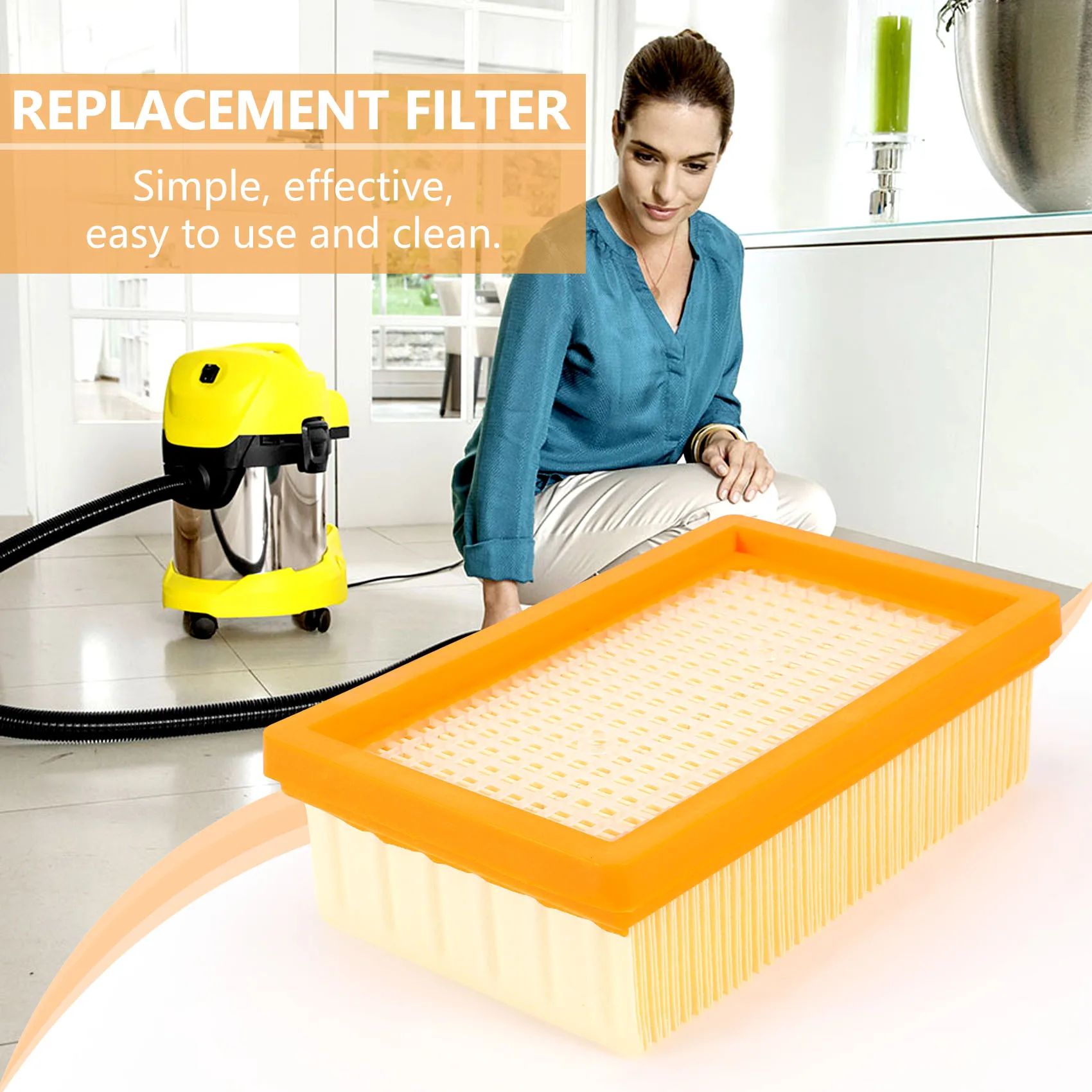 Vacuum Cleaner Filter Replacement for KARCHER Flat-Pleated MV4 MV5 MV6 WD4 WD5 WD6 P PREMIUM WD5