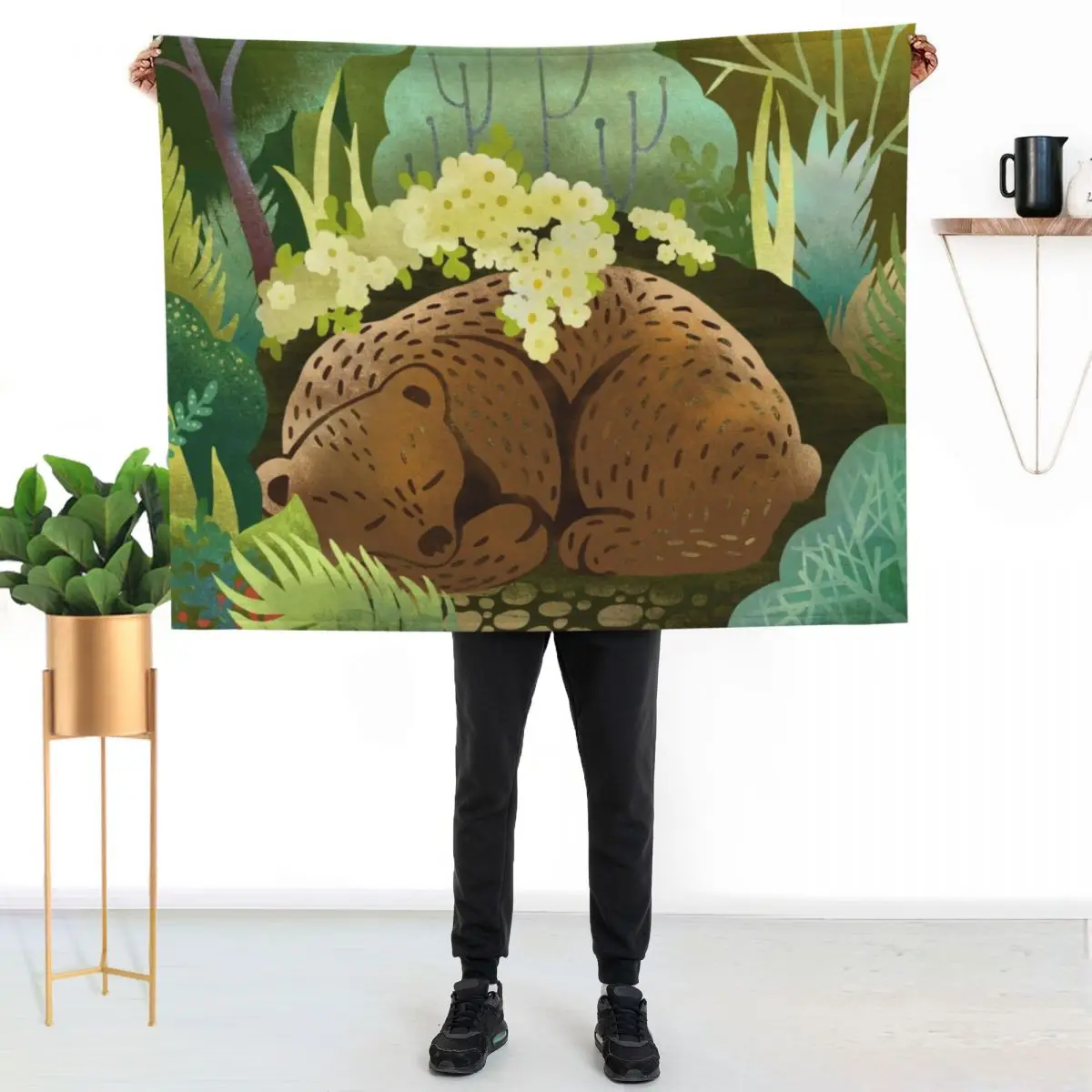 Bear Nest Throw Blanket Personalized Gift Cute Plaid funny gift Single Multi-Purpose Furrys Blankets