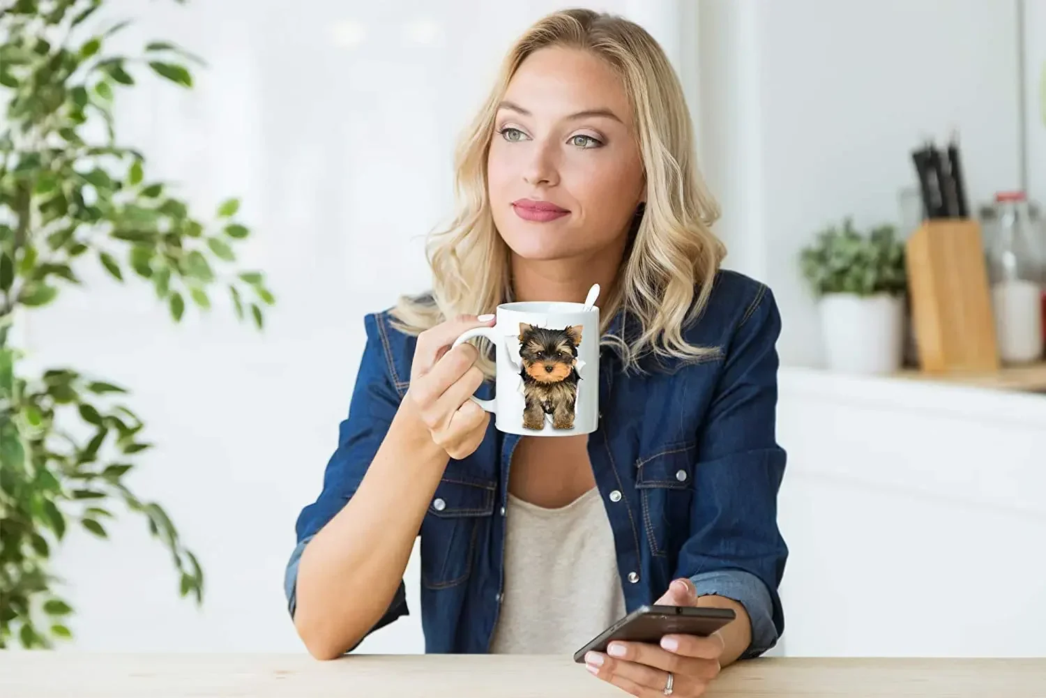 Cute Yorkshire Terrier Dog Mug - Ceramic Funny Coffee Mug - Perfect Dog Lover Gift - Cute Novelty Coffee Mug Present  (11oz)