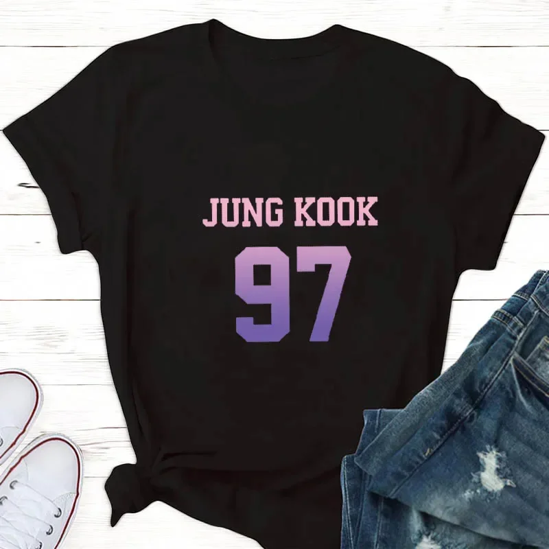 Camiseta con estampado de Taehyung Jungkook para mujer, camiseta de Suga Kpop Harajuku, camisetas estéticas Y2K, ropa para mujer V 95