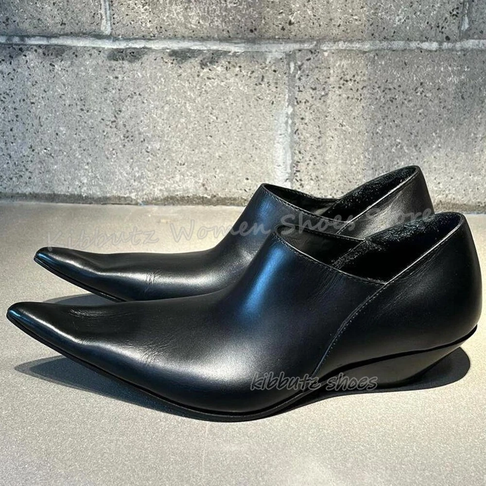 Zapatos de tacón Chelsea de piel auténtica para hombre y mujer, calzado plano puntiagudo, sin cordones, a la moda, elegante, conciso, Sexy