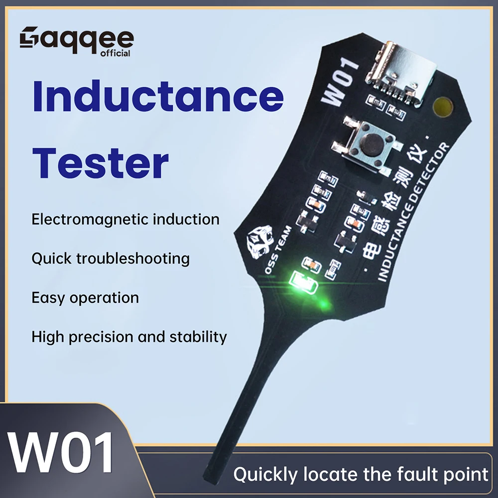 W01 Inductance Tester Mainboard Coil Tester Inductance Detector Tool Repair Electromagnetic Induction Quick Fault Check Type C