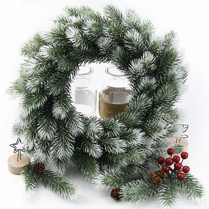 

Искусственные растения, пластиковая сосновая игла, снежинка, рождественская елка, венок, свадебный декор, домашний праздничный уличный садовый декор