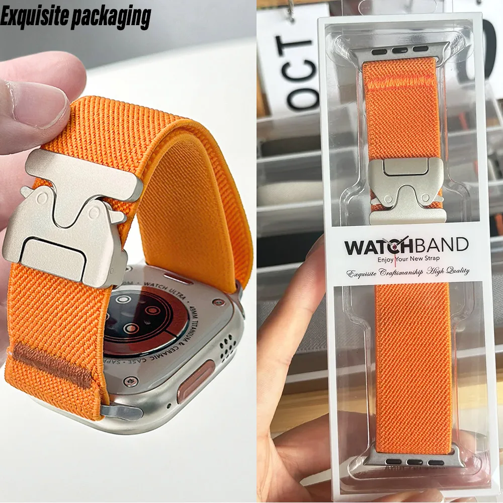 Nylon Straps For Apple Watch Band 49mm 45mm 46mm 44 42 40 41mm sport parachute button Bracelet Series 11 10 9 8 7 6 5 ultra 3/2