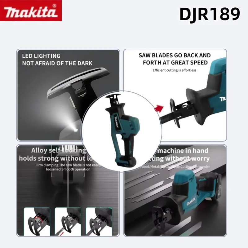 ماكيتا DJR189 منشار كهربائي ترددي لاسلكي منشار محمول أداة قطع الخشب بدون فرش قابلة للشحن منشار قطع الخشب المعدني
