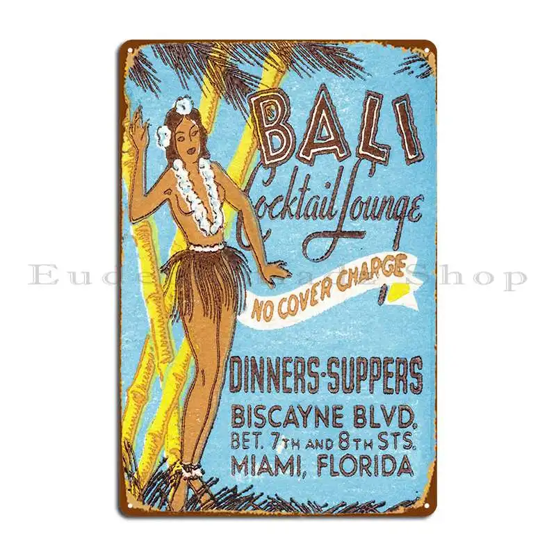 1940 S Bali Cocktail Lounge Metal Sign Wall Decor Wall Decor Designing Designing Wall Cave Tin Sign Poster