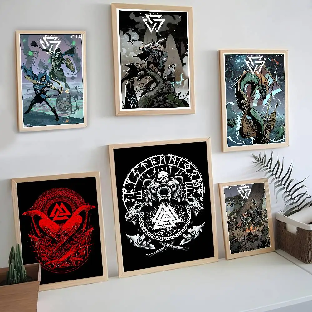 Video Game V-Valheim DIY Sticky Poster Fancy Wall Sticker For Living Room Bar Decoration Wall Decor