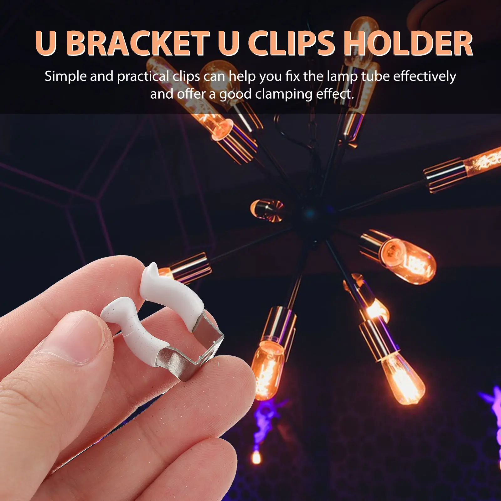 

10Pcs U Bracket LED Light Tube Clips Stainless Steel Strong Light Clamps Holder for Fluorescent Tube Lamp Support Mounting