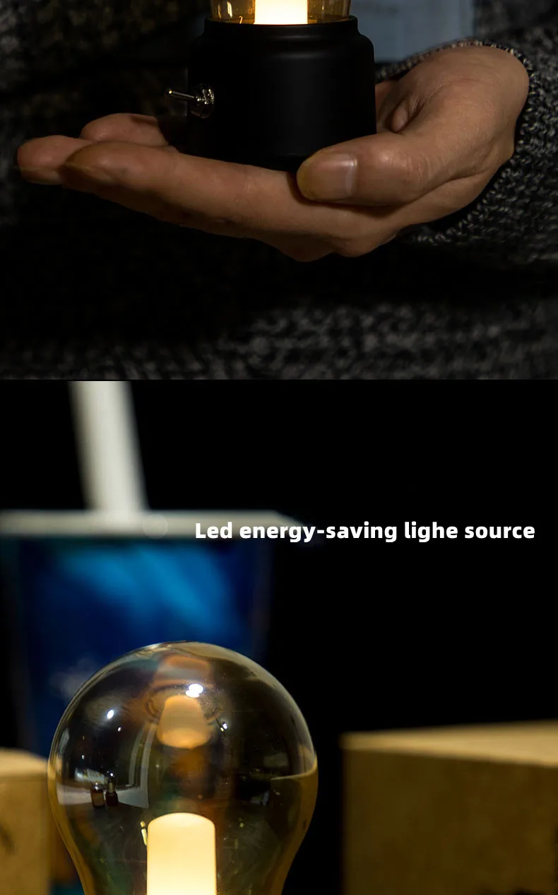 Creative led retro rechargeable night light USB rechargeable bedside bedroom Mini dormitory table light bulb atmosphere light