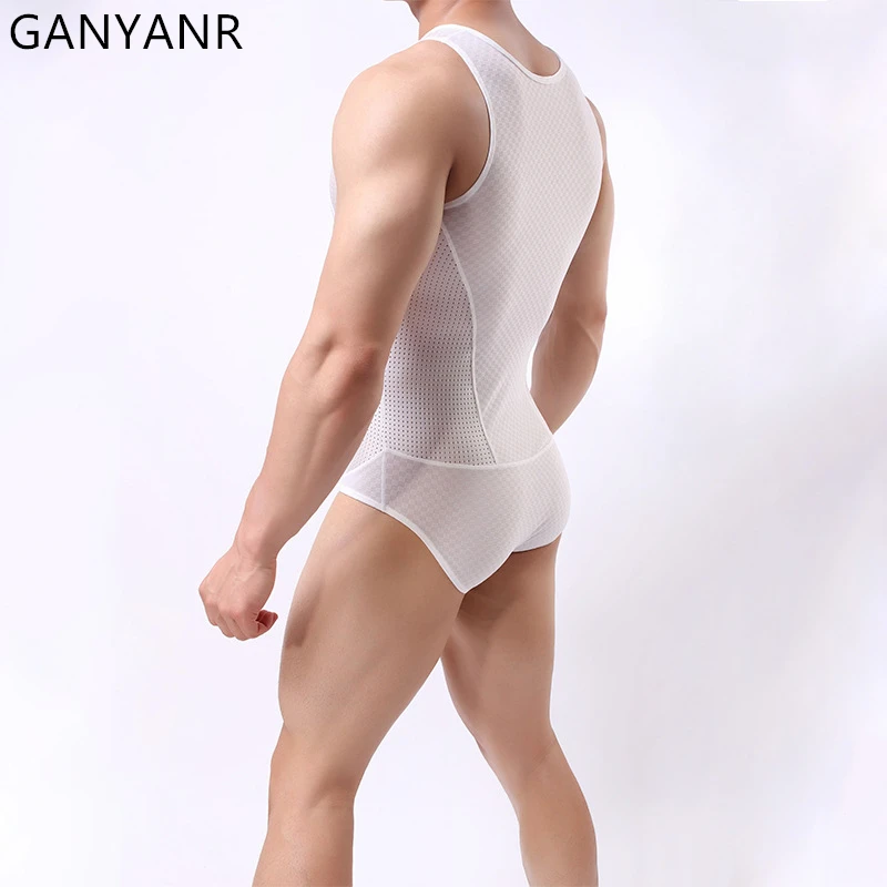 GANYANR Summer Training Suit Power Lifting Singlet Wrestling Men Sports Set Sportwear Tracksuit Sweatsuit Boxing Fitness Weight