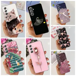 New For Samsung Galaxy A55 5G Case Cute Cat Astronaut TPU Soft Silicone Clear Cover For Samsung A55 6.5