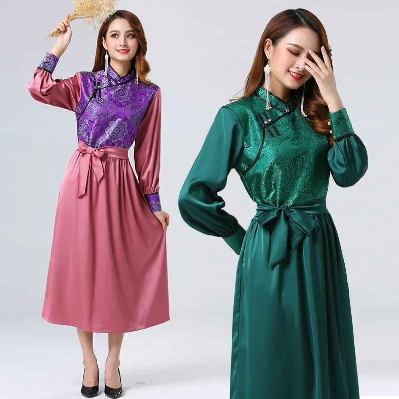 Collar Spring and Summer Mongolian Clothing Women's Skirt, Ethnic Style Daily Clothing, AliExpress Explosion 2-piece Set