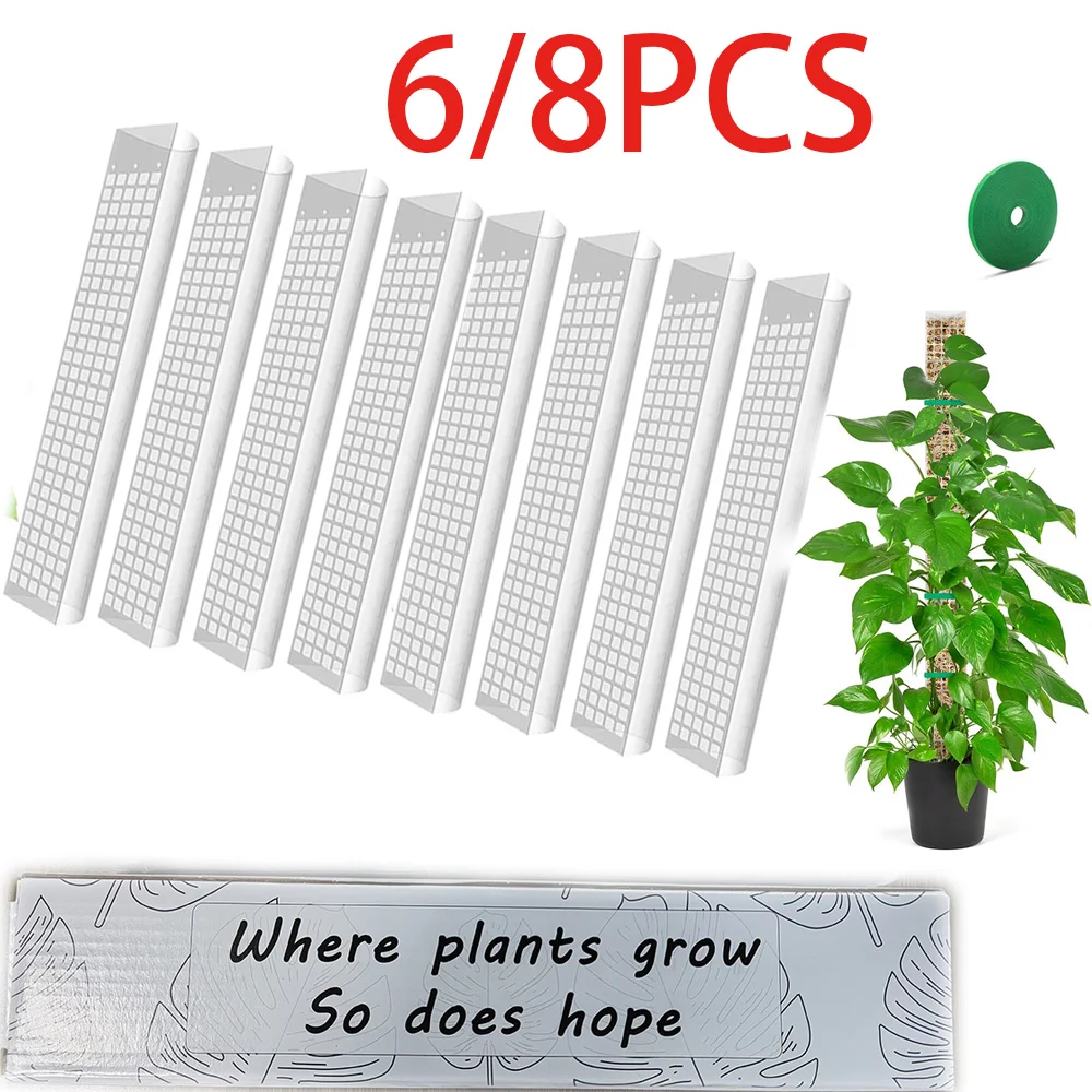 Pau de Musgo Plástico Grande em Formato D para Plantas Trepadeiras, Suporte para Plantas de Interior, Com Musgo Sphagnum, Inclui Laço de Jardim