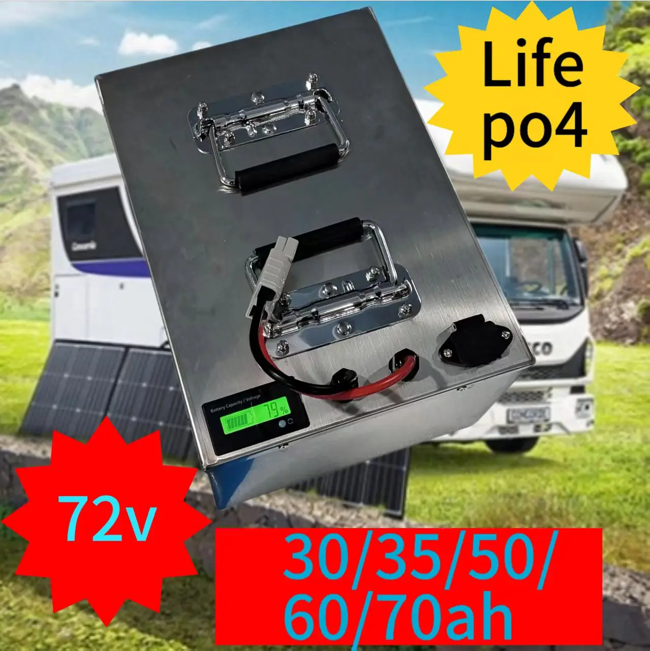 

72 В Lifepo4 Аккумулятор 50 Ач 60 Ач 35 Ач 30 Ач 70 Ач с BMS 24S для электрических двух 2-х трехколесных трехколесных грузовиков, тележек для гольфа