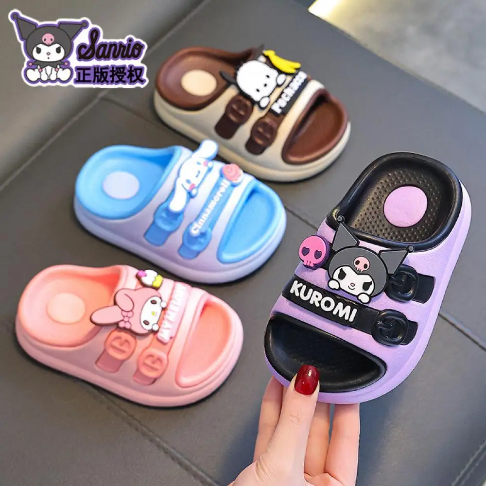 

Sanrio Slippers Kuromi Summer Outdoor High-Looking Non-Slip Hello Kitty Soft Soles Children Indoor Home Toddler Baby Sandals