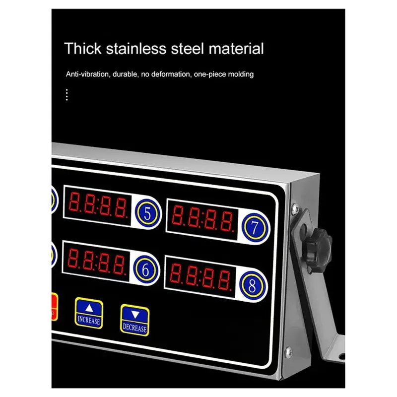 A76I-Kitchen Timer Eighth 8 Channel Electronic Commercial Digital Button Countdown Reminder Loud Clock Restaurant